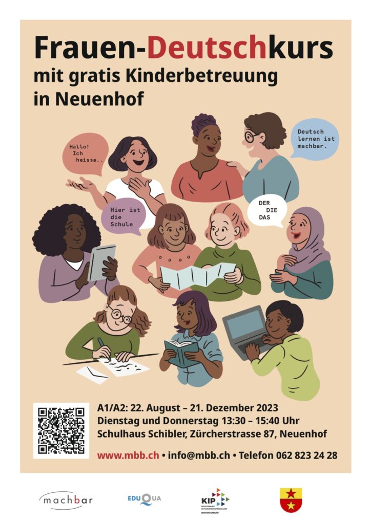 Anmeldung offen: Frauen-Deutsch-Kurs mit gratis Kinderbetreuung